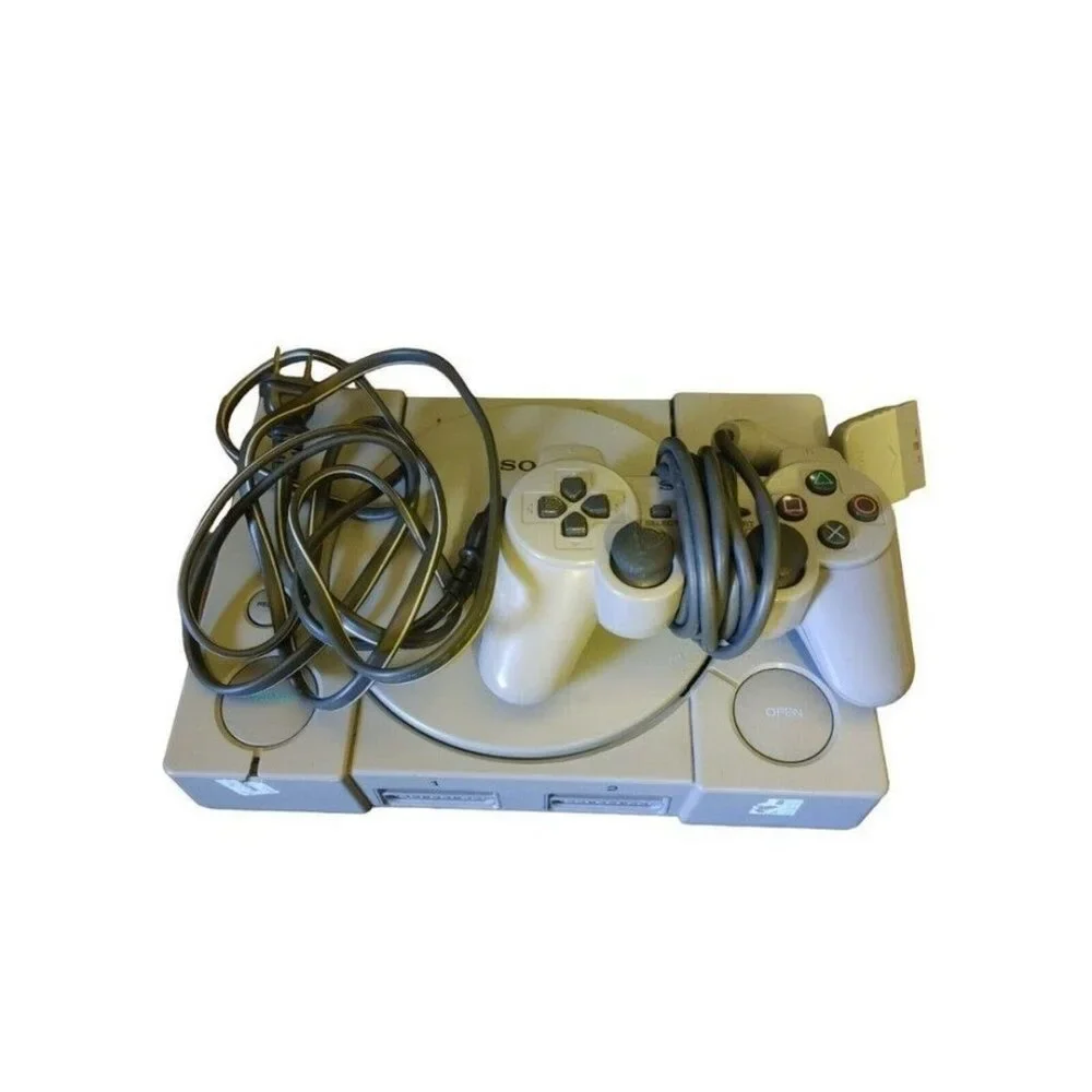 PS1 PlayStation One SCPH-1001 Console with wires and Controller TESTED